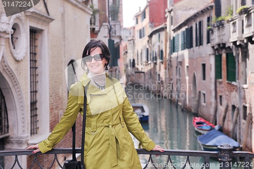 Image of Beautiful woman in Venice