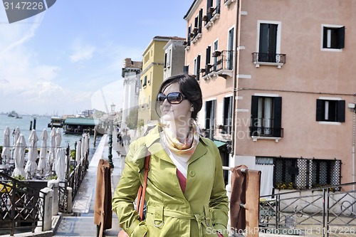 Image of Beautiful woman in Venice