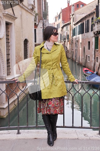 Image of Beautiful woman in Venice