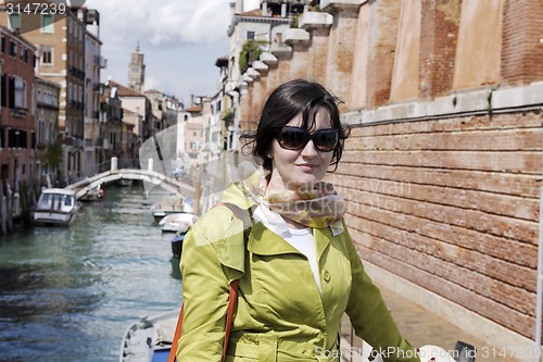 Image of Beautiful woman in Venice