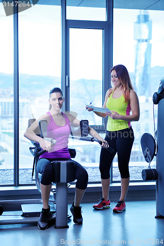 Image of woman exercising with her personal trainer