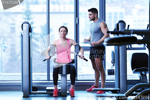 Image of woman exercising with her personal trainer