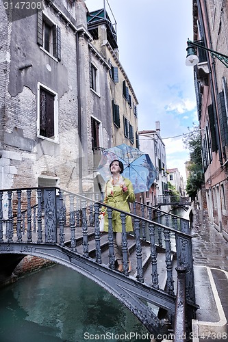 Image of Beautiful woman in Venice