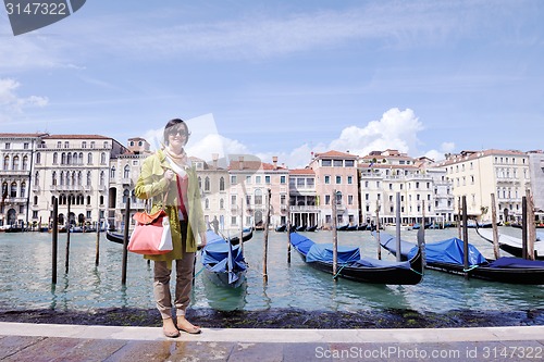 Image of Beautiful woman in Venice