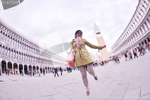 Image of Beautiful woman in Venice