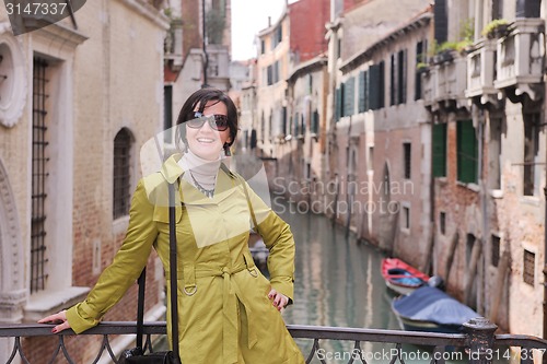 Image of Beautiful woman in Venice