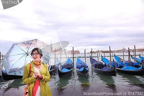 Image of Beautiful woman in Venice