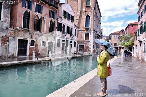 Image of Beautiful woman in Venice