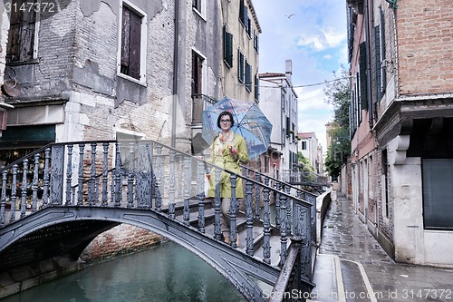 Image of Beautiful woman in Venice