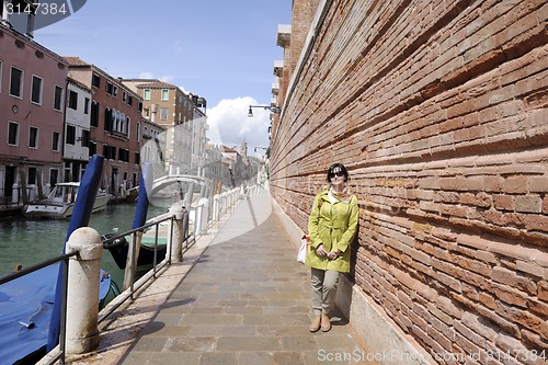 Image of Beautiful woman in Venice