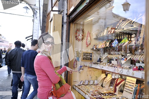 Image of Beautiful woman in Venice