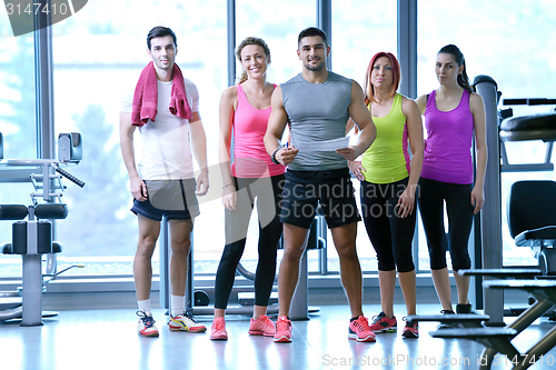 Image of Group of people exercising at the gym