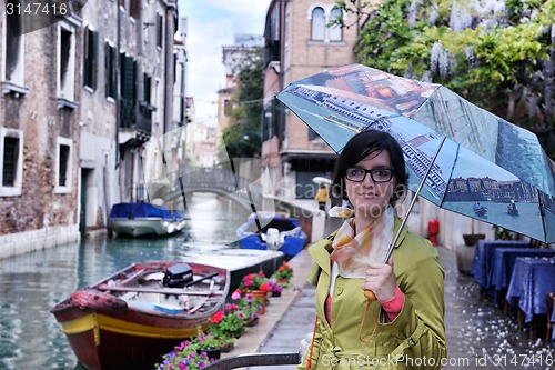 Image of Beautiful woman in Venice