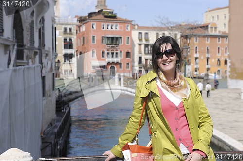 Image of Beautiful woman in Venice