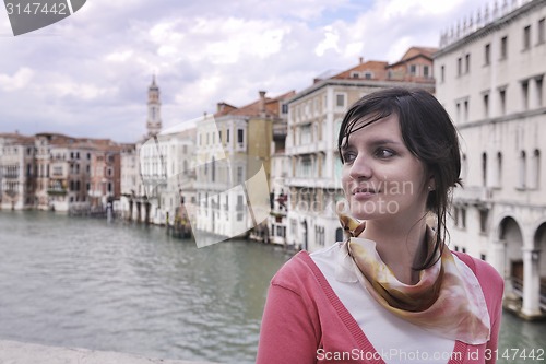 Image of Beautiful woman in Venice