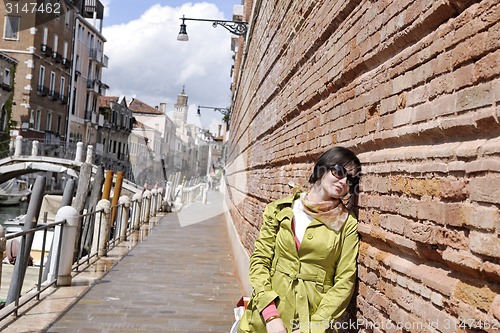 Image of Beautiful woman in Venice