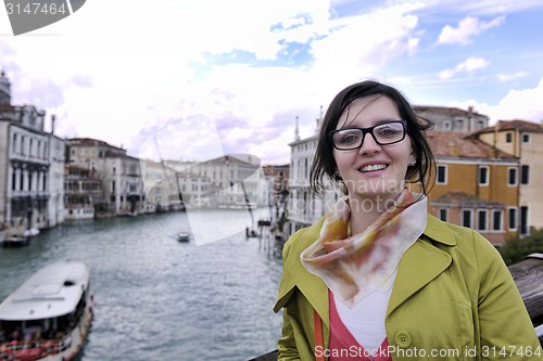 Image of Beautiful woman in Venice