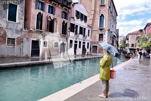 Image of Beautiful woman in Venice