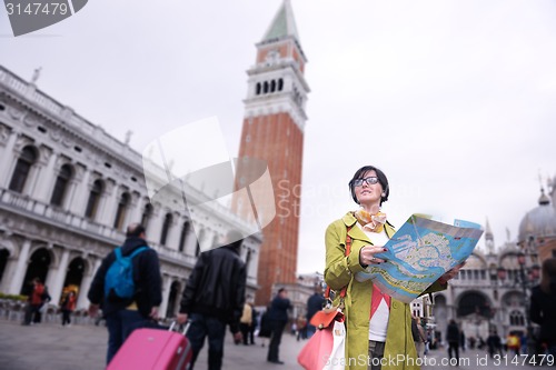 Image of Beautiful woman in Venice