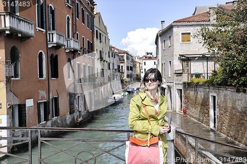 Image of Beautiful woman in Venice