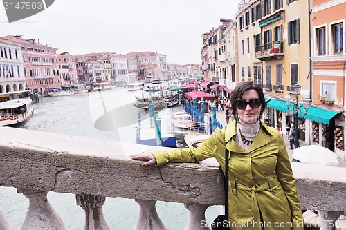 Image of Beautiful woman in Venice