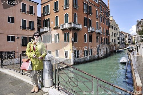 Image of Beautiful woman in Venice