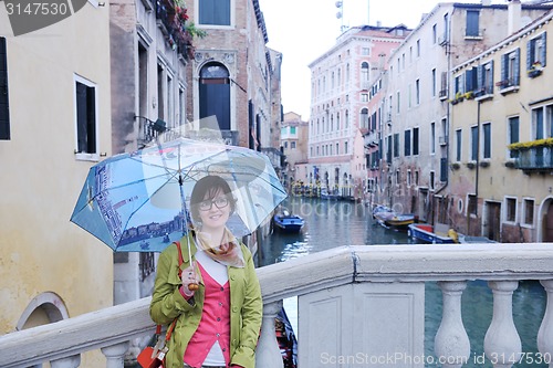 Image of Beautiful woman in Venice