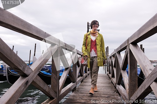 Image of Beautiful woman in Venice