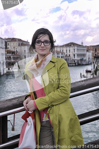 Image of Beautiful woman in Venice