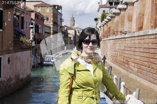 Image of Beautiful woman in Venice