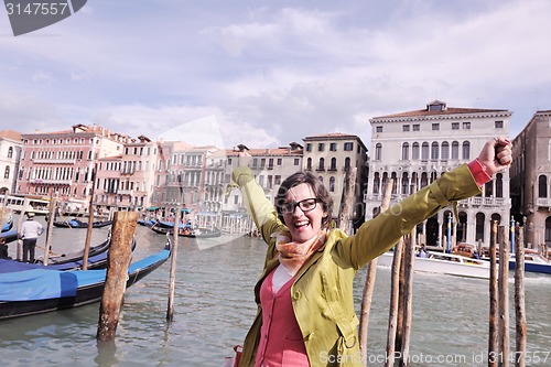 Image of Beautiful woman in Venice