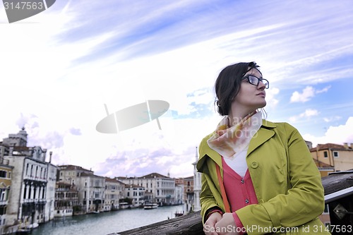 Image of Beautiful woman in Venice