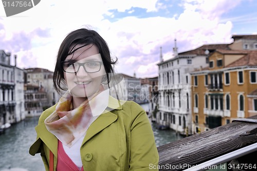 Image of Beautiful woman in Venice