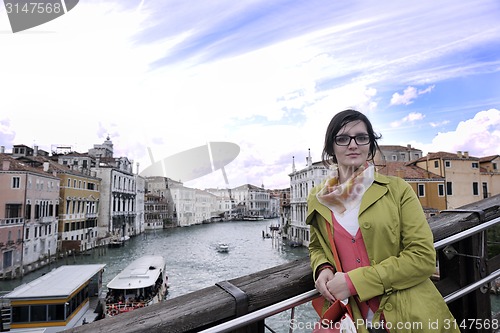 Image of Beautiful woman in Venice