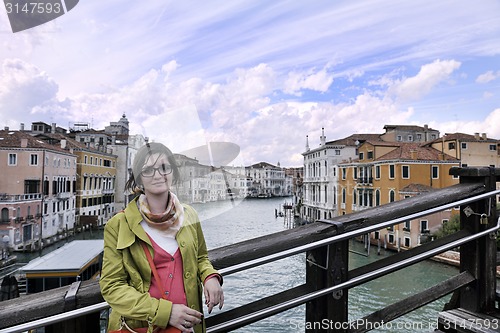 Image of Beautiful woman in Venice