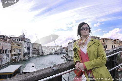 Image of Beautiful woman in Venice