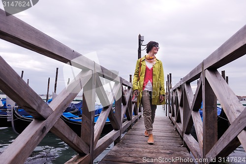 Image of Beautiful woman in Venice