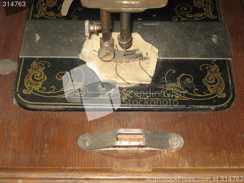 Image of Detail of old sewing machine