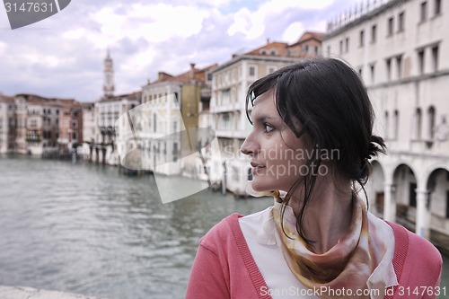 Image of Beautiful woman in Venice