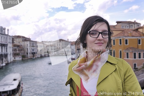 Image of Beautiful woman in Venice