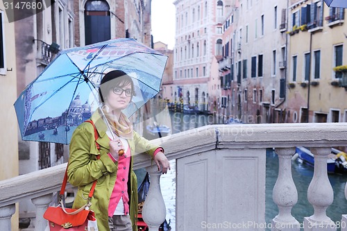 Image of Beautiful woman in Venice