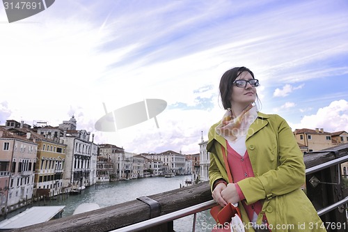 Image of Beautiful woman in Venice