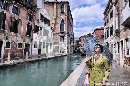 Image of Beautiful woman in Venice