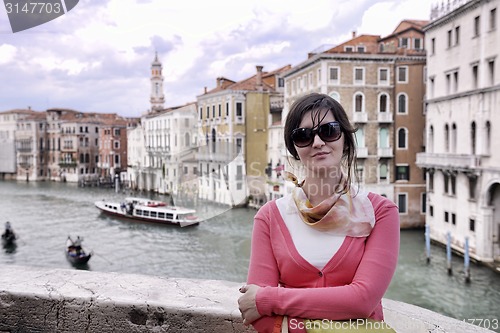 Image of Beautiful woman in Venice