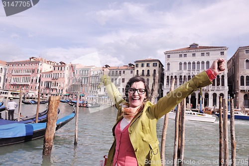 Image of Beautiful woman in Venice