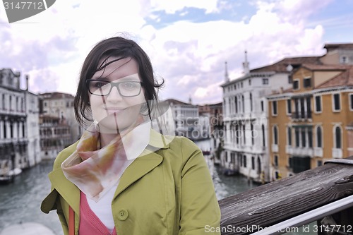 Image of Beautiful woman in Venice