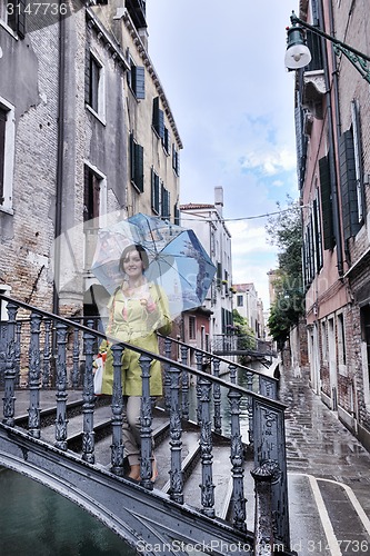 Image of Beautiful woman in Venice