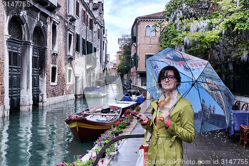 Image of Beautiful woman in Venice