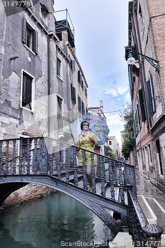 Image of Beautiful woman in Venice