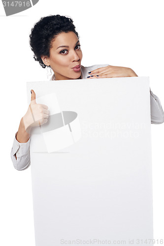 Image of Business woman showing blank credit card